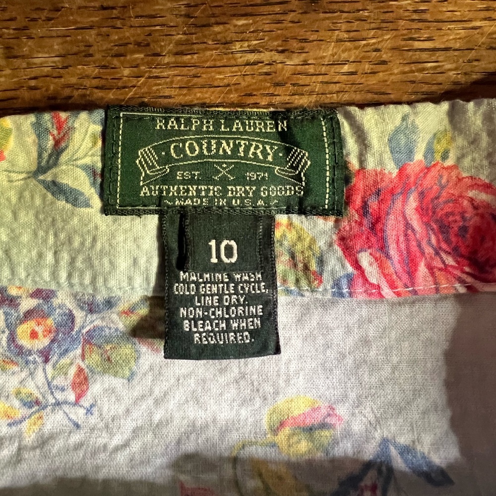 Ralph Lauren Cottage Core Sweeping A-line Prairie Floral Skirt Cotton Sz 10 - Picture 7 of 13